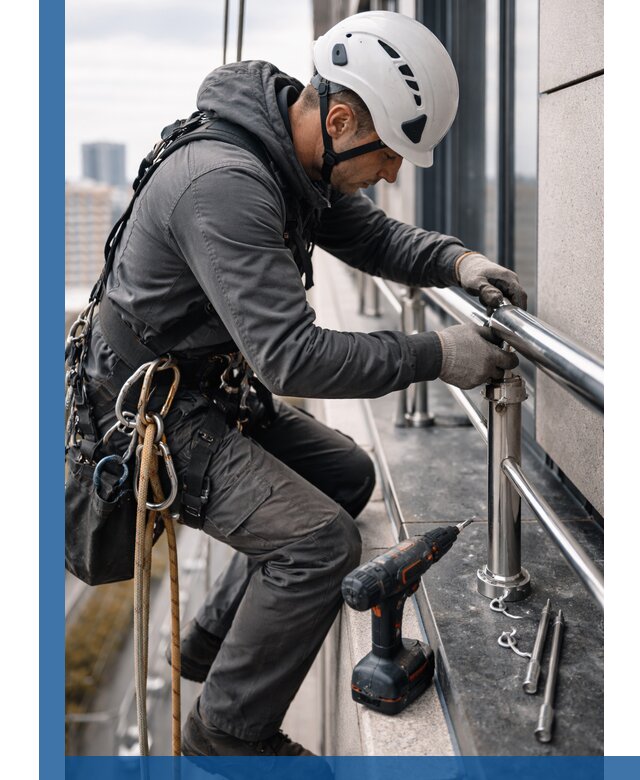 Монтаж ограждений на высоте в Отрадном для зданий и конструкций