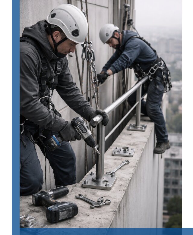 Монтаж перил на высоте в Отрадном для жилых и промобъектов