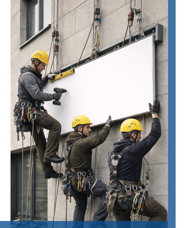 Монтаж рекламной вывески в Отрадном от 8696 р. | ВЫСОТНИК-Трд