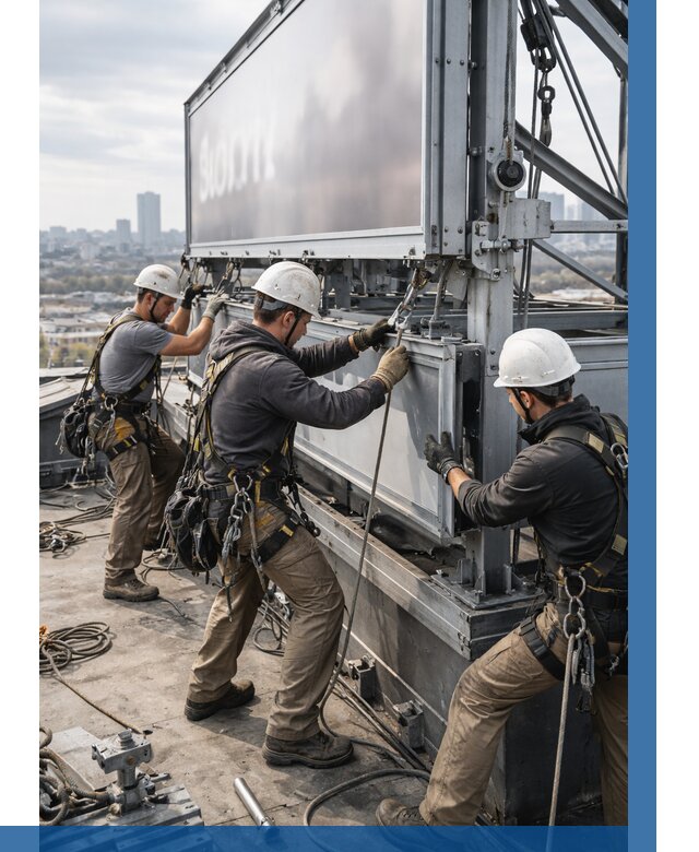 Монтаж крышной рекламной конструкции в Отрадном от 65220 р.|ВЫСОТНИК-Трд