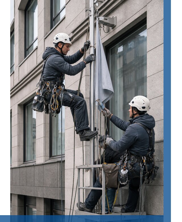 Установка флагов на фасаде в Отрадном от 4892 р. | ВЫСОТНИК-Трд