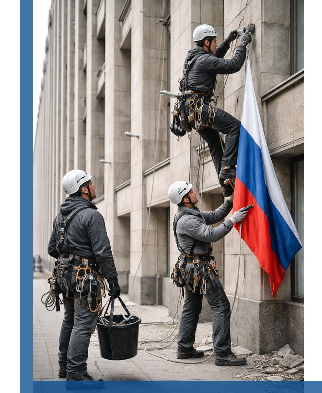 Профессиональная установка флагов на фасаде в Отрадном