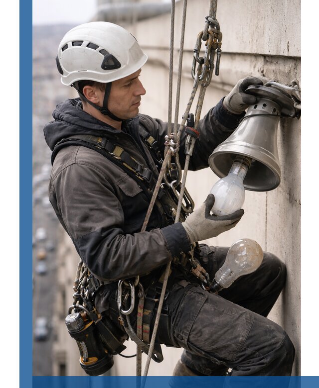 Замена ламп на высоте в Отрадном профессионально и быстро