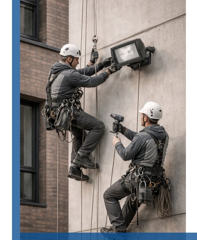 Профессиональный монтаж фасадных прожекторов в Отрадном под ключ