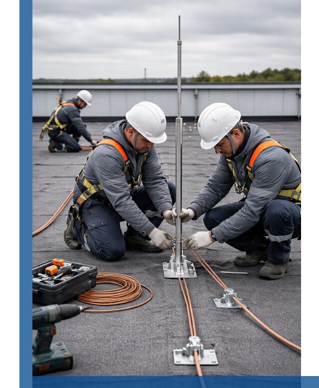 Монтаж молниезащиты на кровле в Отрадном под ключ с гарантией