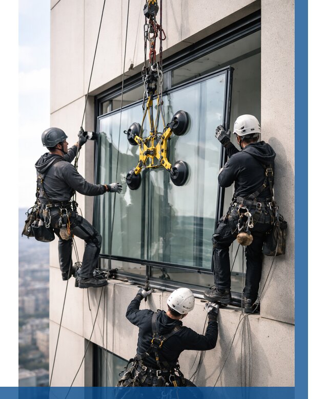 Монтаж стеклопакетов на высоте в Отрадном от 3478 р. | ВЫСОТНИК-Трд