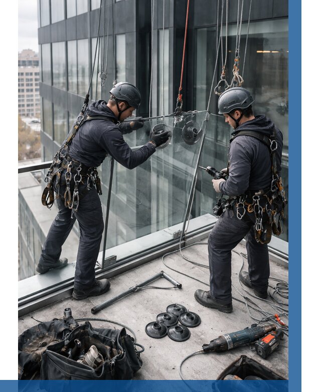 Монтаж стеклянных ограждений в Отрадном от 2718 р. | ВЫСОТНИК-Трд