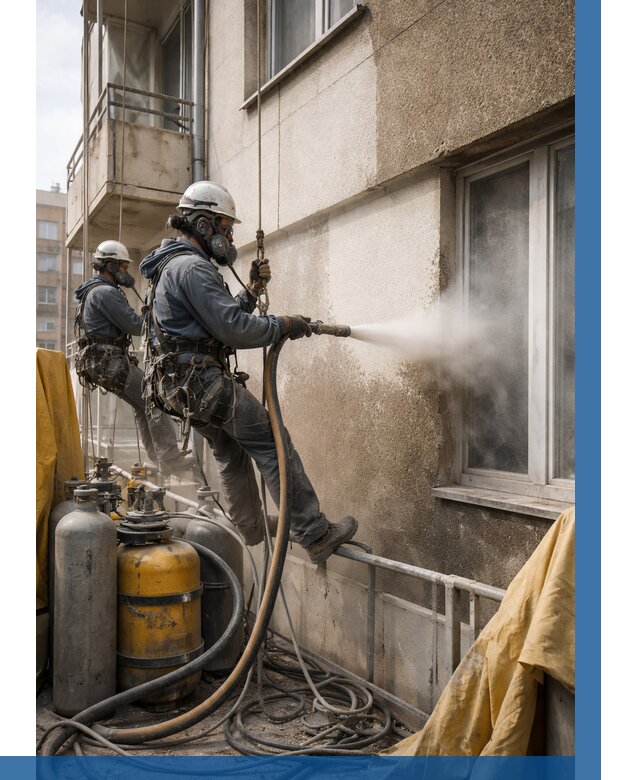 Пескоструйная очистка фасада в Отрадном от 707 р. | ВЫСОТНИК-Трд