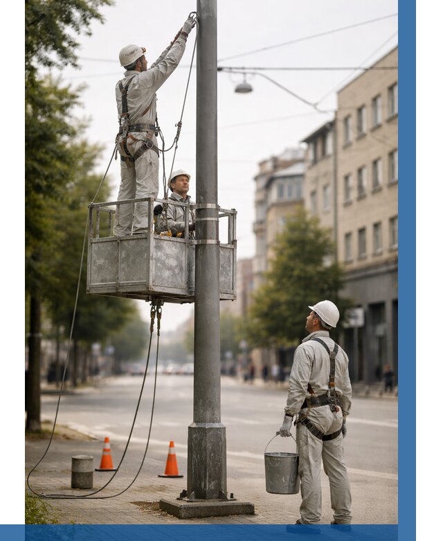 Покраска опор освещения в Отрадном от 5435 р. | ВЫСОТНИК-Трд
