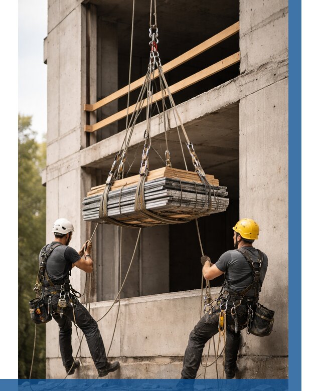 Подъем материала на этаж веревками в Отрадном от 1631 р. | ВЫСОТНИК-Трд