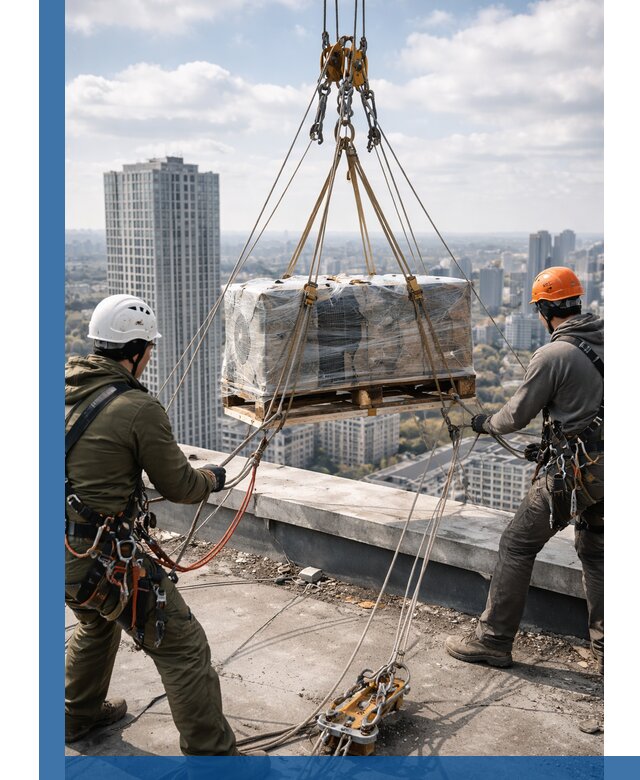 Подъем и монтаж крупногабаритных грузов на крышу в Отрадном