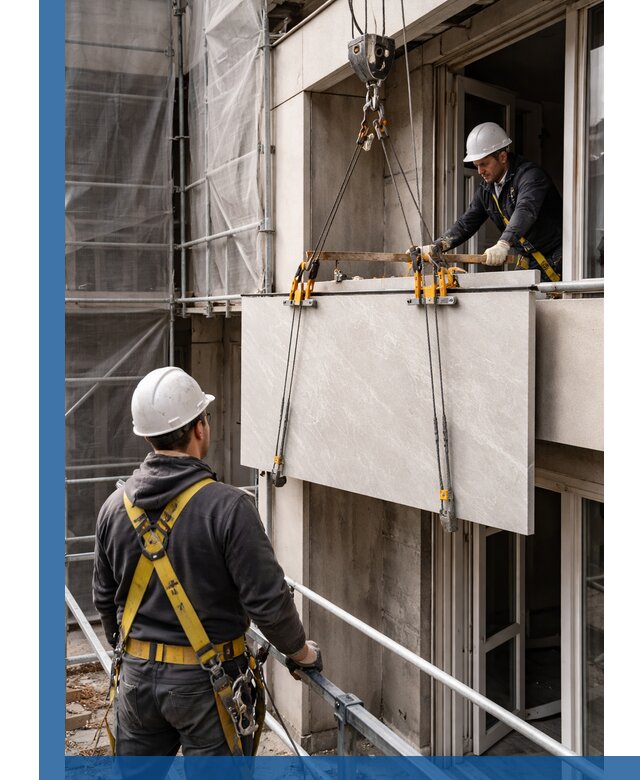 Подъем керамогранита на этаж в Отрадном грузчиками и техникой