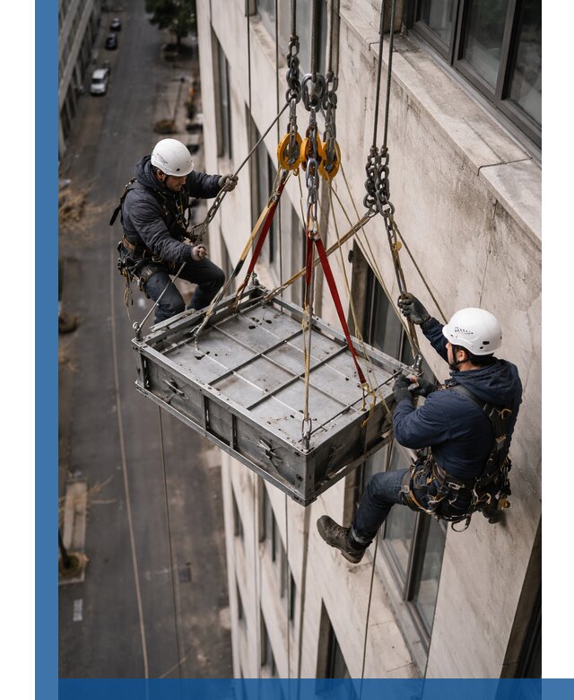 Спуск и подъем грузов по фасаду в Отрадном для зданий