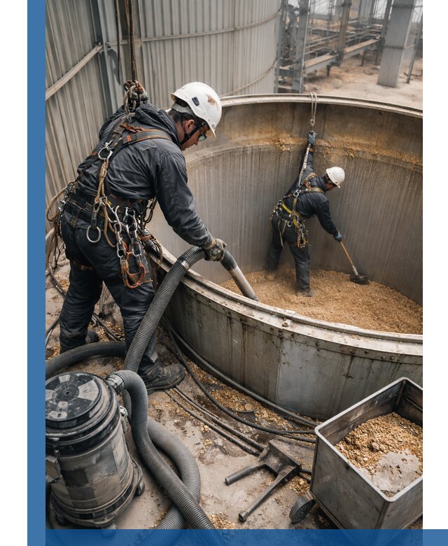 Профессиональная чистка зерновых бункеров в Отрадном с выездом