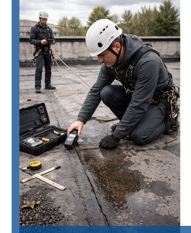 Обследование кровли на протечки и выявление дефектов в Отрадном