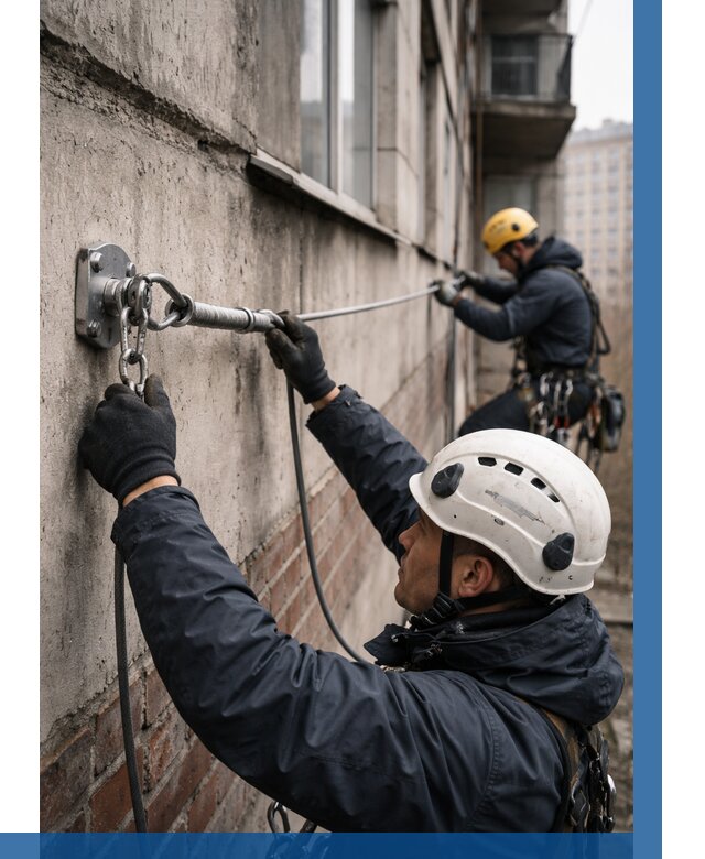 Монтаж анкерных линий в Отрадном от 3261 р. | ВЫСОТНИК-Трд